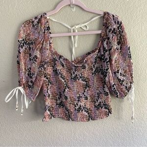 Free People | Back on Top Smocked Crop Top NWT